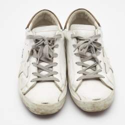 Pre Owned Golden Goose White Leather Super Star Sneakers Size 39