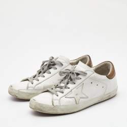 Pre Owned Golden Goose White Leather Super Star Sneakers Size 39