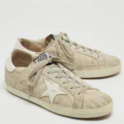 Pre Owned Golden Goose Grey Suede Super Star Low Top Sneakers Size 39