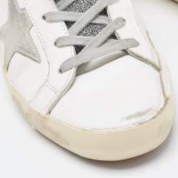 Pre Owned Golden Goose White Leather Superstar Lace Up Sneakers Size 37