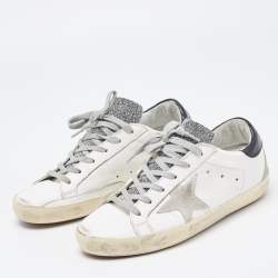 Pre Owned Golden Goose White Leather Superstar Lace Up Sneakers Size 37