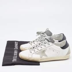 Pre Owned Golden Goose White Leather Superstar Lace Up Sneakers Size 37