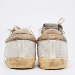 Pre Owned Golden Goose White/Grey Mesh and Suede Superstar Sneakers Size 36