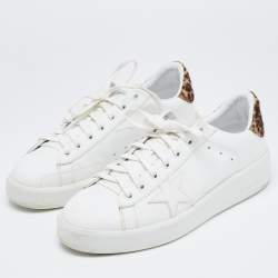 Pre Owned Golden Goose White Leather and Calf Hair PureStar Sneakers Size 41