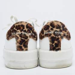 Pre Owned Golden Goose White Leather and Calf Hair PureStar Sneakers Size 41
