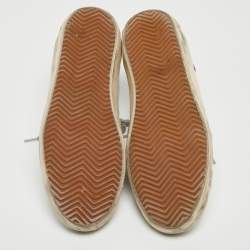 Pre Owned Golden Goose White/Grey Suede and Leather Super Star Sneakers Size 40