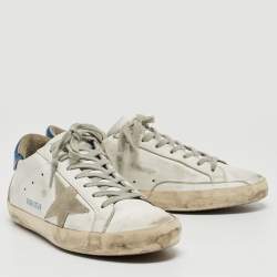 Pre Owned Golden Goose White/Grey Suede and Leather Super Star Sneakers Size 40
