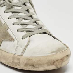 Pre Owned Golden Goose White/Grey Suede and Leather Super Star Sneakers Size 40