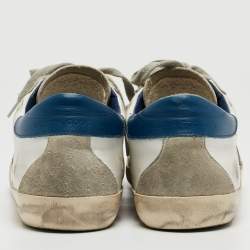 Pre Owned Golden Goose White/Grey Suede and Leather Super Star Sneakers Size 40