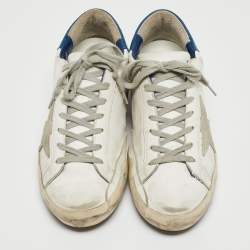 Pre Owned Golden Goose White/Grey Suede and Leather Super Star Sneakers Size 40