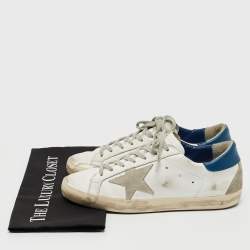 Pre Owned Golden Goose White/Grey Suede and Leather Super Star Sneakers Size 40
