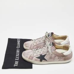 Golden Goose Lilac/Grey Suede and Patent Leather Superstar Sneakers Size 39