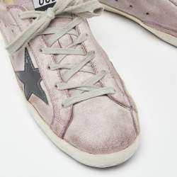 Golden Goose Lilac/Grey Suede and Patent Leather Superstar Sneakers Size 39