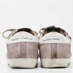 Golden Goose Lilac/Grey Suede and Patent Leather Superstar Sneakers Size 39