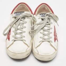 Pre Owned Golden Goose White Leather Super Star Low Top Sneakers Size 35