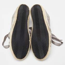 Pre Owned Golden Goose Metallic Silver Suede Superstar Low Top Sneakers Size 37