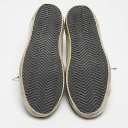 Pre Owned Golden Goose Silver/Black Leather Super-Star Sneakers Size 38