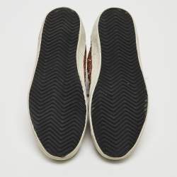 Pre Owned Golden Goose Tricolor Glitter and Grey Suede and Glitter High Top Sneakers Size 36