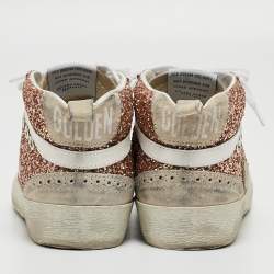 Pre Owned Golden Goose Tricolor Glitter and Grey Suede and Glitter High Top Sneakers Size 36