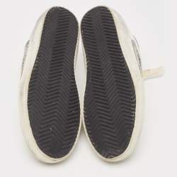 Pre Owned Golden Goose White/Grey Suede and Leather Superstar Sneakers Size 36