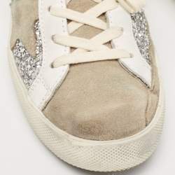 Pre Owned Golden Goose White/Grey Suede and Leather Superstar Sneakers Size 36