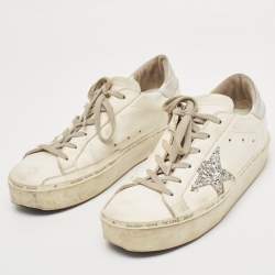 Pre Owned Golden Goose White Leather Hi Star Low Top Sneakers Size 38