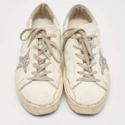Pre Owned Golden Goose White Leather Hi Star Low Top Sneakers Size 38