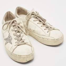 Pre Owned Golden Goose White Leather Hi Star Low Top Sneakers Size 38