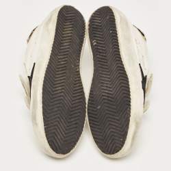 Pre Owned Golden Goose White/Grey Leather and Suede Old School Sneakers Size 37