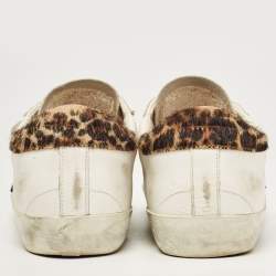 Pre Owned Golden Goose White/Grey Leather and Suede Old School Sneakers Size 37