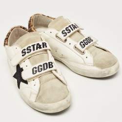 Pre Owned Golden Goose White/Grey Leather and Suede Old School Sneakers Size 37