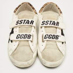 Pre Owned Golden Goose White/Grey Leather and Suede Old School Sneakers Size 37