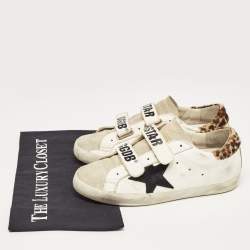 Pre Owned Golden Goose White/Grey Leather and Suede Old School Sneakers Size 37