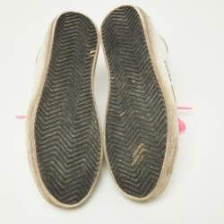 Pre Owned Golden Goose White/Brown Leather and Calf Hair Superstar Sneakers Size 37