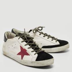 Golden Goose White/Black Leather and Suede Superstar Sneakers Size 40