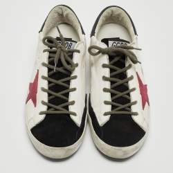 Golden Goose White/Black Leather and Suede Superstar Sneakers Size 40