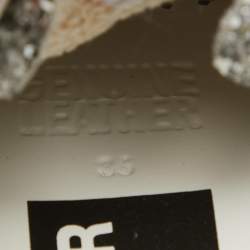 Pre Owned Golden Goose Silver/White Leather and Glitter Super Star Low Top Sneakers Size 36