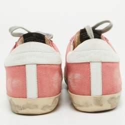Pre Owned Golden Goose Pink Canvas Superstar Sneakers Size 39