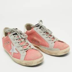 Pre Owned Golden Goose Pink Canvas Superstar Sneakers Size 39
