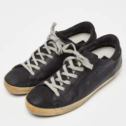 Pre Owned Golden Goose Black Leather Superstar Sneakers Size 39