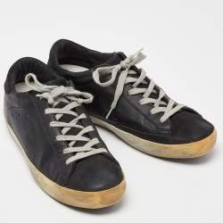 Pre Owned Golden Goose Black Leather Superstar Sneakers Size 39