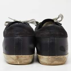 Pre Owned Golden Goose Black Leather Superstar Sneakers Size 39