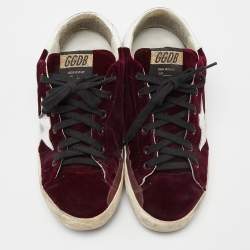 Pre Owned Golden Goose Burgundy Velvet  Superstar Sneakers Size 39