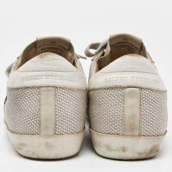 Pre Owned Golden Goose White Leather Super Star Lace Up Sneakers Size 39