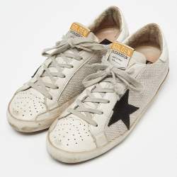 Pre Owned Golden Goose White Leather Super Star Lace Up Sneakers Size 39