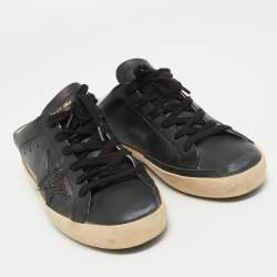 Pre Owned Golden Goose Black Leather Superstar Sabot Sneakers Size 37