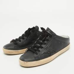 Pre Owned Golden Goose Black Leather Superstar Sabot Sneakers Size 37