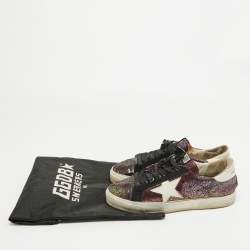 Pre Owned Golden Goose Purple Leather and Suede Sequin May Sneakers Size 39