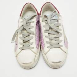 Pre Owned Golden Goose Multicolor Leather and Suede Star Lace Up  Sneakers Size 35