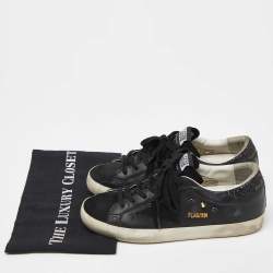 Pre Owned Golden Goose Black Suede and Leather Superstar Low Top Sneakers Size 39